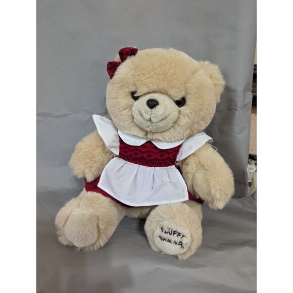 Fluffy Friends bear plush stuffed animal toy sitting Holiday 12 in - Picture 9 of 12